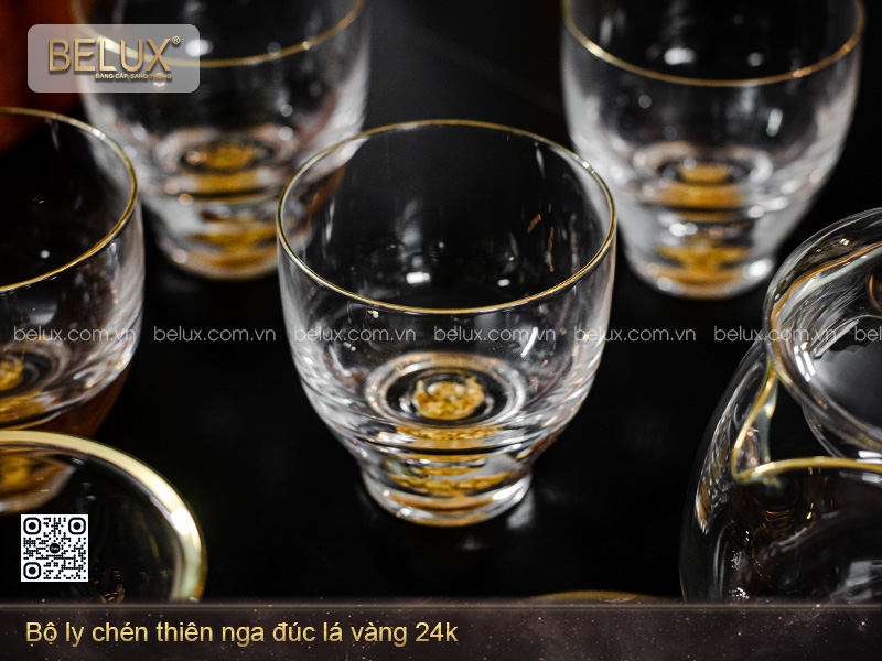 Bộ Ly Chén Thiên Nga Đúc Lá Vàng 24k