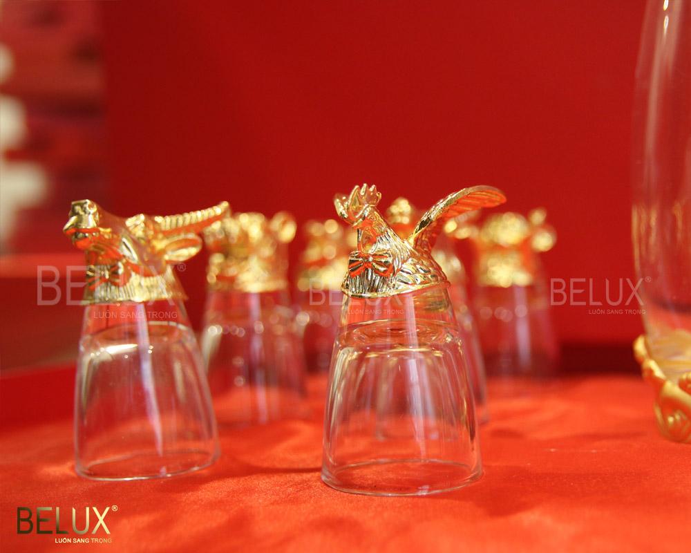 Bộ Ly Chén 12 Con Giáp Dát Vàng 24k