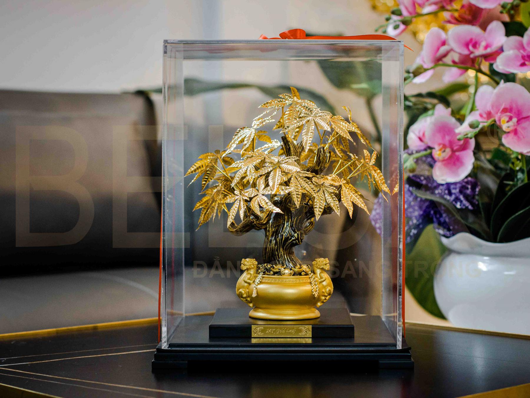 Chậu Kim Ngân Phú Quý Dát Vàng 24k