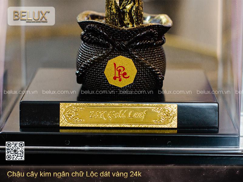 Chậu Cây Kim Ngân Chữ Lộc Dát Vàng 24k