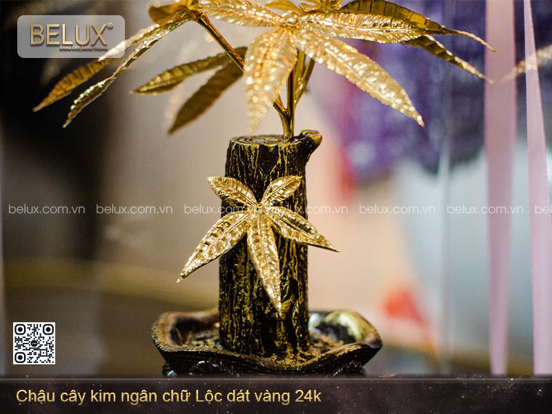 Chậu Cây Kim Ngân Chữ Lộc Dát Vàng 24k