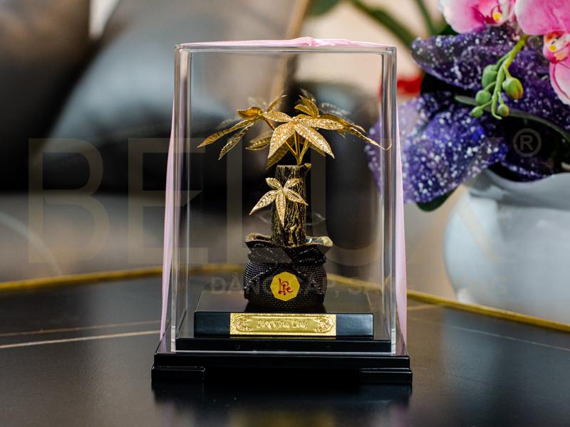 Chậu Cây Kim Ngân Chữ Lộc Dát Vàng 24k