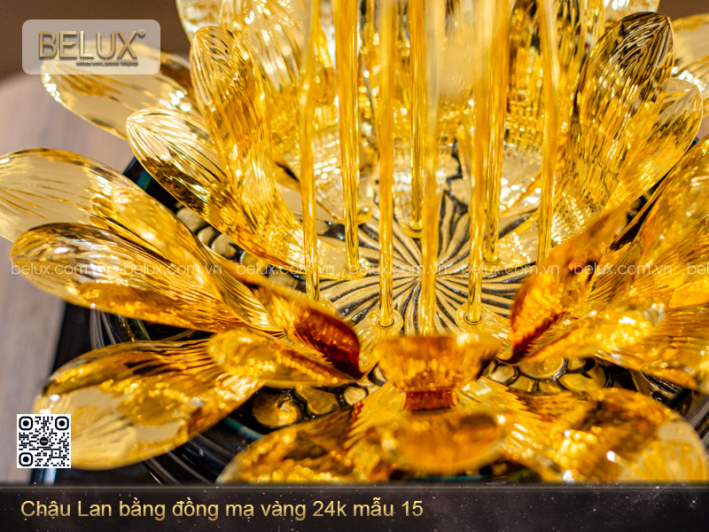 Chậu Lan bằng đồng mạ vàng 24k mẫu 15