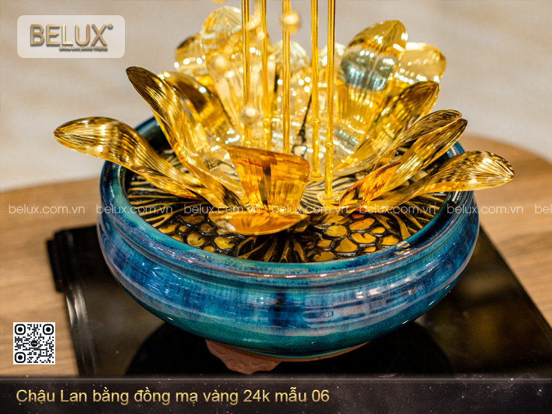 Chậu Lan bằng đồng mạ vàng 24k mẫu 06