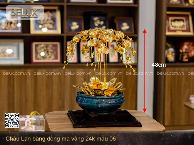 Chậu Lan bằng đồng mạ vàng 24k mẫu 06