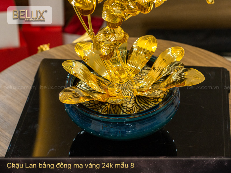 Chậu Lan bằng đồng mạ vàng 24k mẫu 08