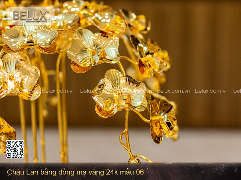 Chậu Lan bằng đồng mạ vàng 24k mẫu 06