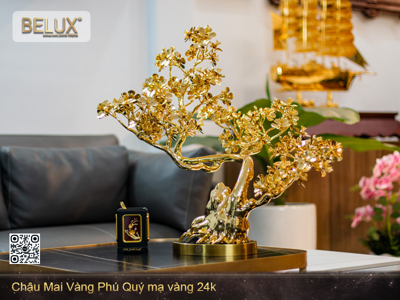Chậu Mai Vàng Phú Quý Mạ Vàng 24K