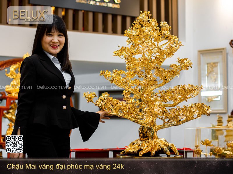 Chậu Mai vàng đại phúc mạ vàng 24K