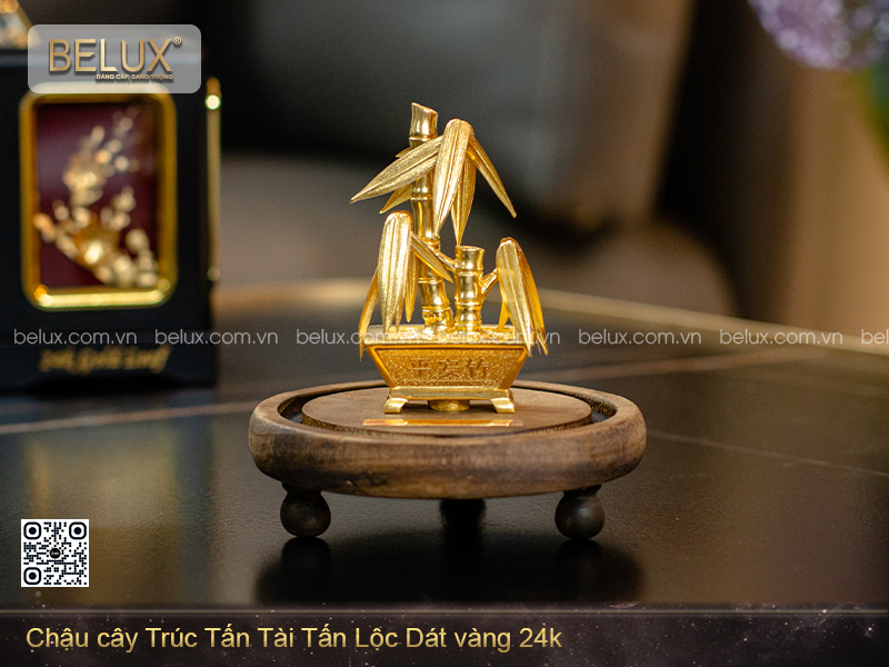 Chậu cây Trúc Tấn Tài Tấn Lộc Dát vàng 24k