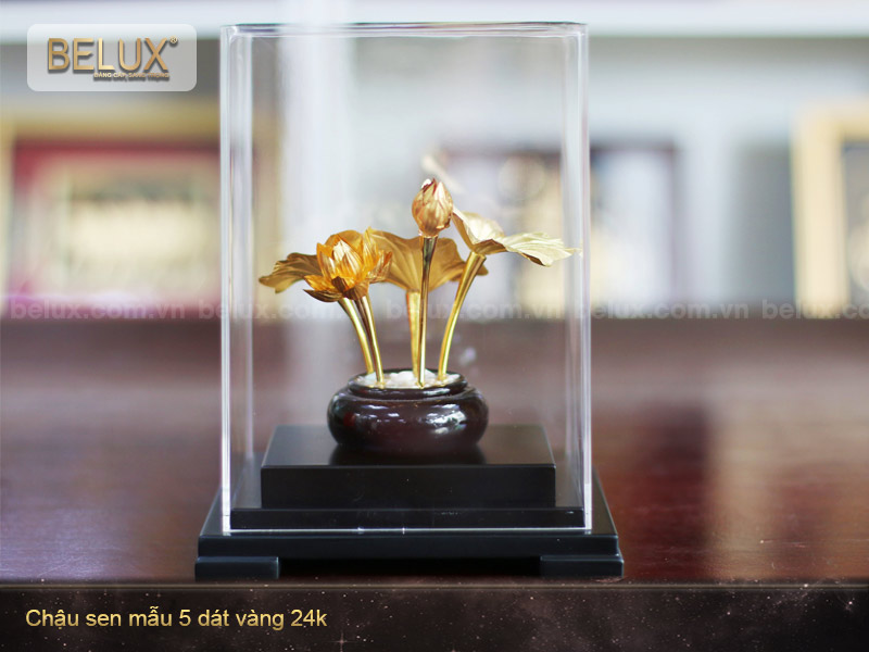 Chậu Hoa Sen dát vàng 24k mẫu 5