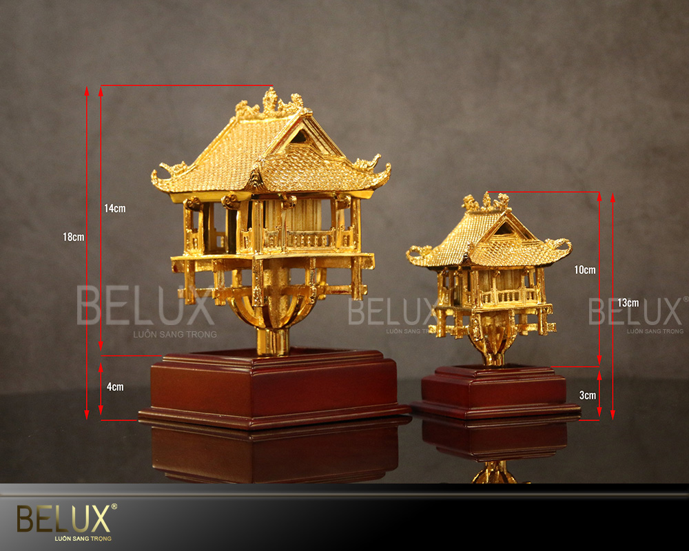 Mô hình Chùa Một Cột bằng đồng mạ vàng 24k