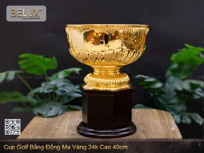 Cup Golf Bằng Đồng Mạ Vàng 24k Chế Tác Theo Yêu Cầu Cao 40cm