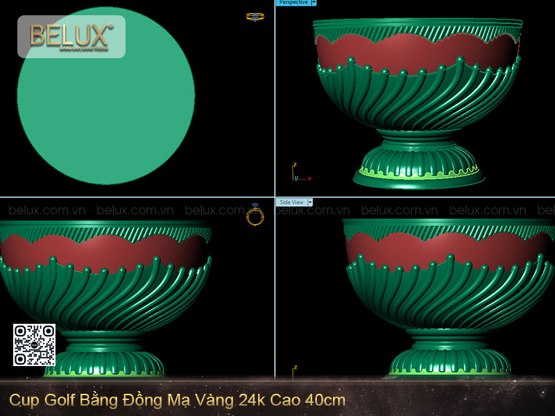 Cup Golf Bằng Đồng Mạ Vàng 24k Chế Tác Theo Yêu Cầu Cao 40cm