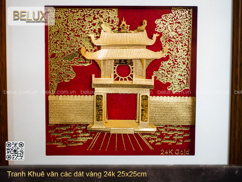 Tranh Khuê Văn Các Dát Vàng 24k 25x25cm