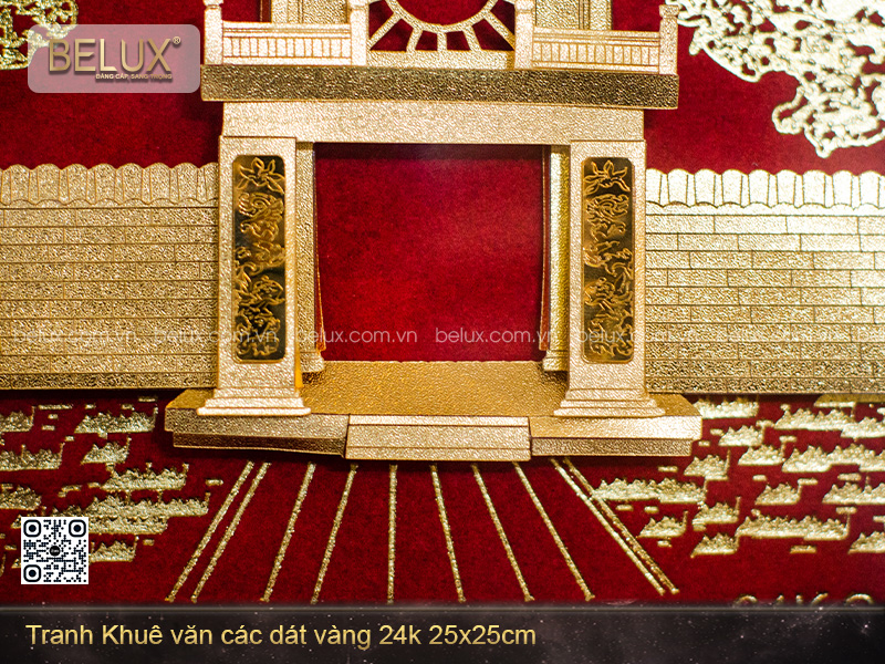 Tranh Khuê Văn Các Dát Vàng 24k 25x25cm