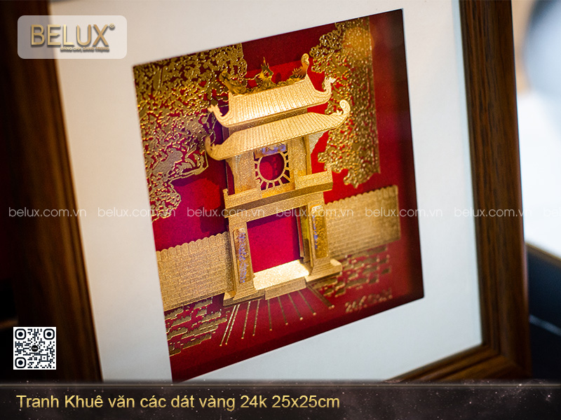 Tranh Khuê Văn Các Dát Vàng 24k 25x25cm