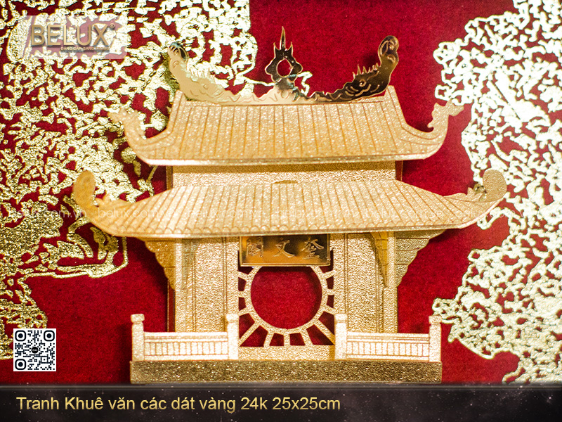 Tranh Khuê Văn Các Dát Vàng 24k 25x25cm
