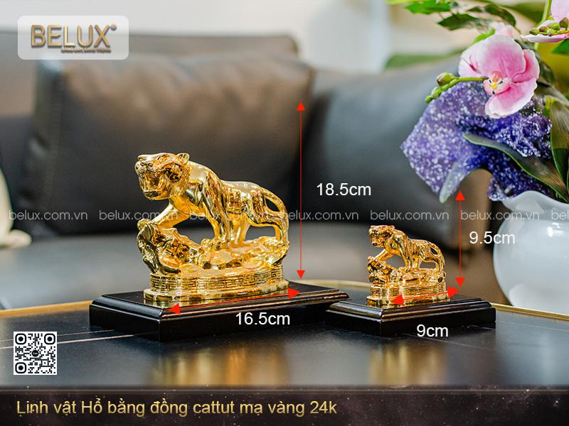 Tượng Linh Vật Hổ Phong Thủy Bằng Đồng Mạ Vàng 24k