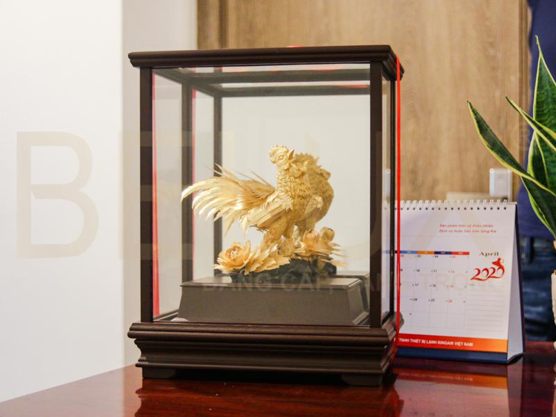 Tượng gà trống đại cát dát vàng 24k