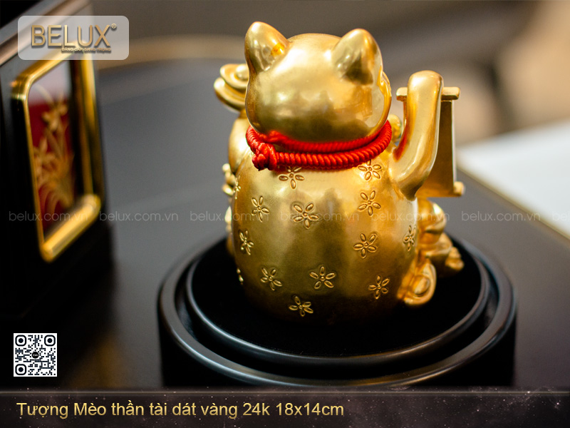 Tượng Mèo Thần Tài dát vàng 24k