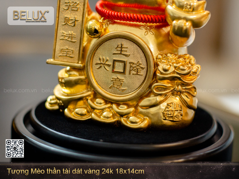 Tượng Mèo Thần Tài dát vàng 24k
