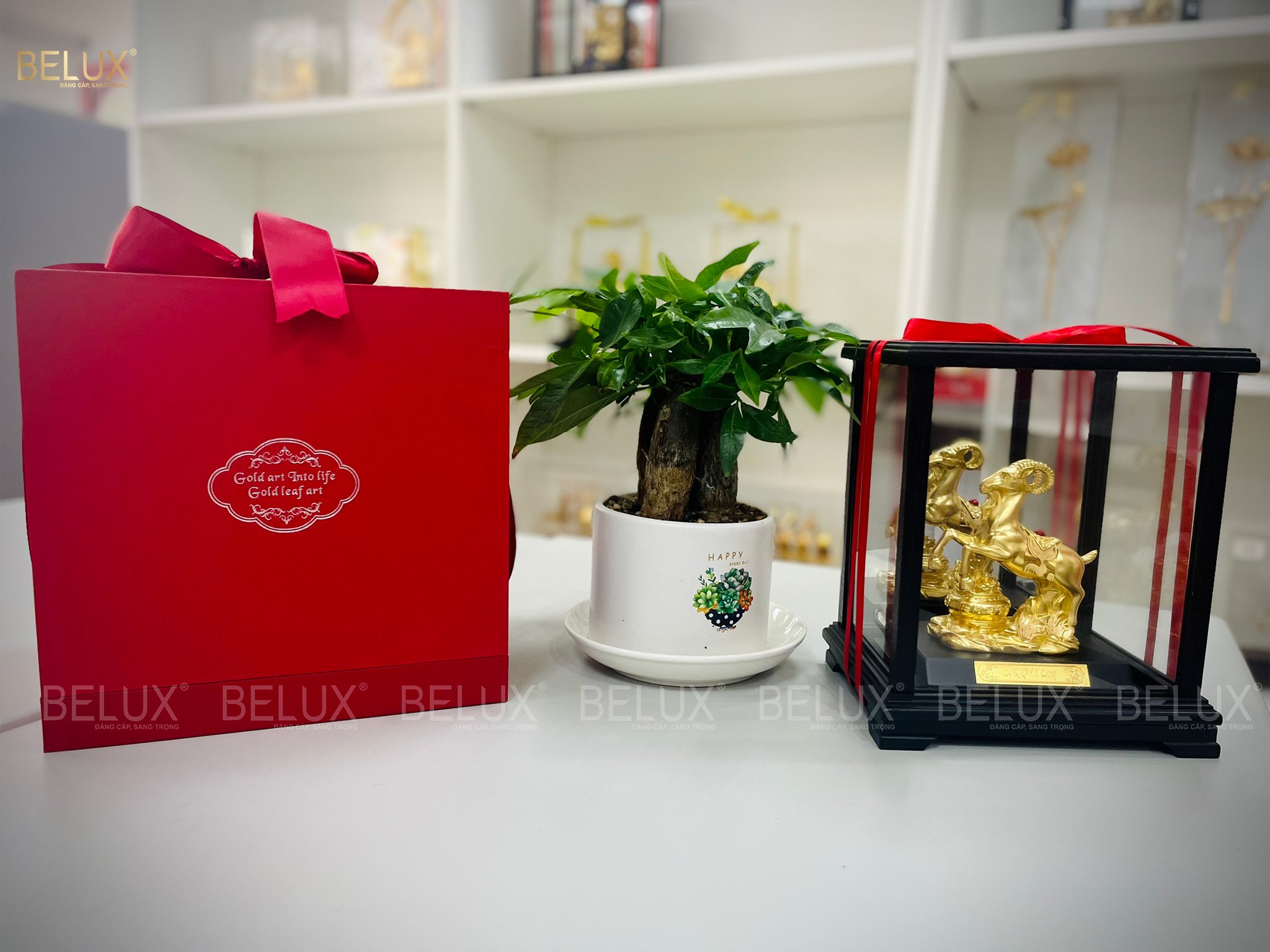 Tượng Dê Phong Thủy Dát Vàng 24K