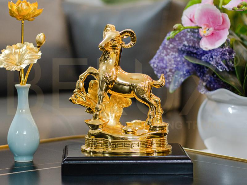 Tượng Dê Mạ Vàng 24k Cao 22cm