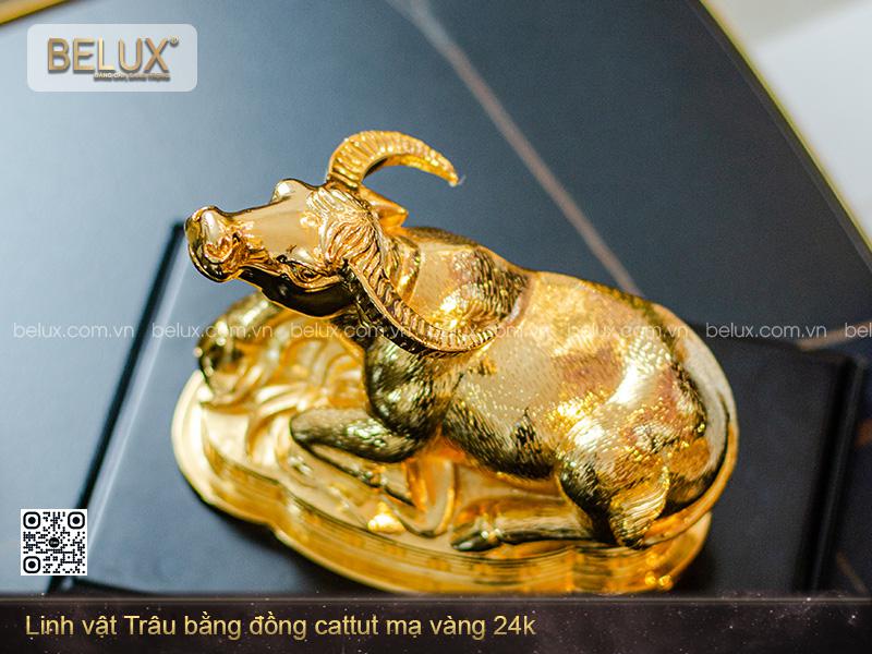 Tượng Linh Vật Trâu Phong Thuỷ Mạ Vàng 24