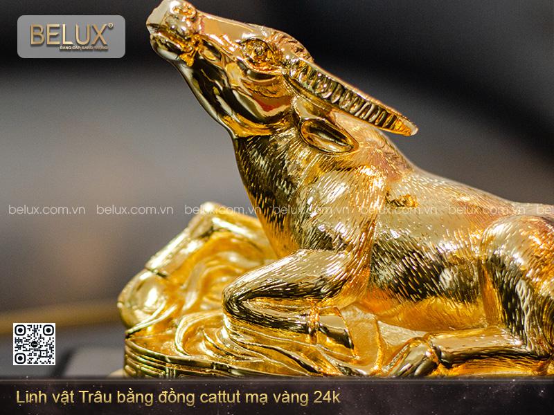 Tượng Linh Vật Trâu Phong Thuỷ Mạ Vàng 24