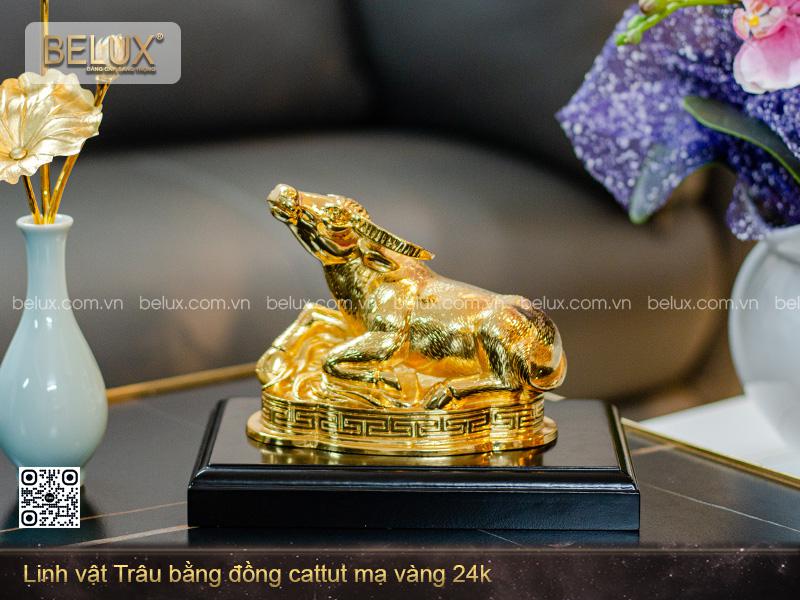 Tượng Linh Vật Trâu Phong Thuỷ Mạ Vàng 24