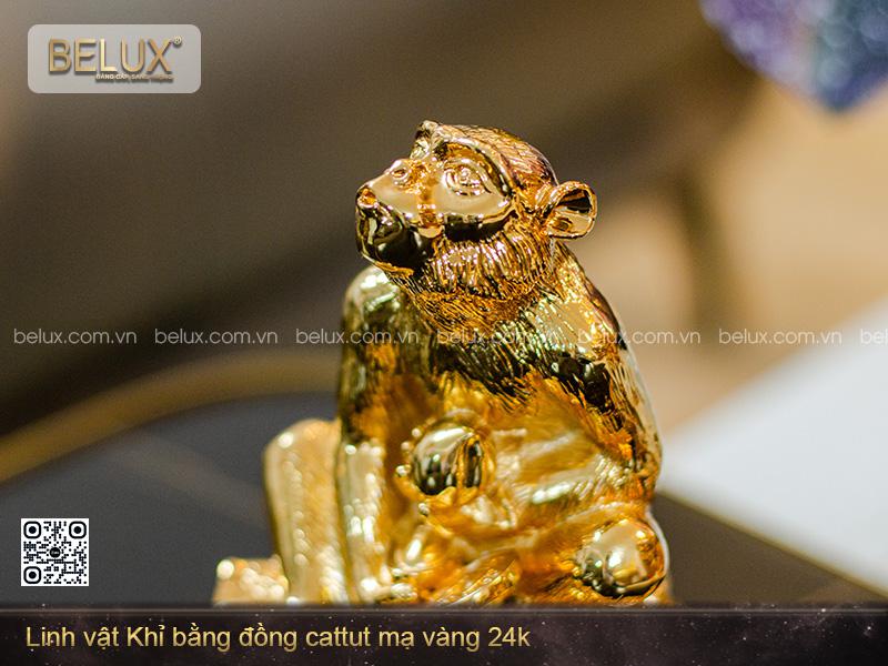 Tượng Linh Vật Khỉ Phong Thủy Mạ Vàng Cao 19cm