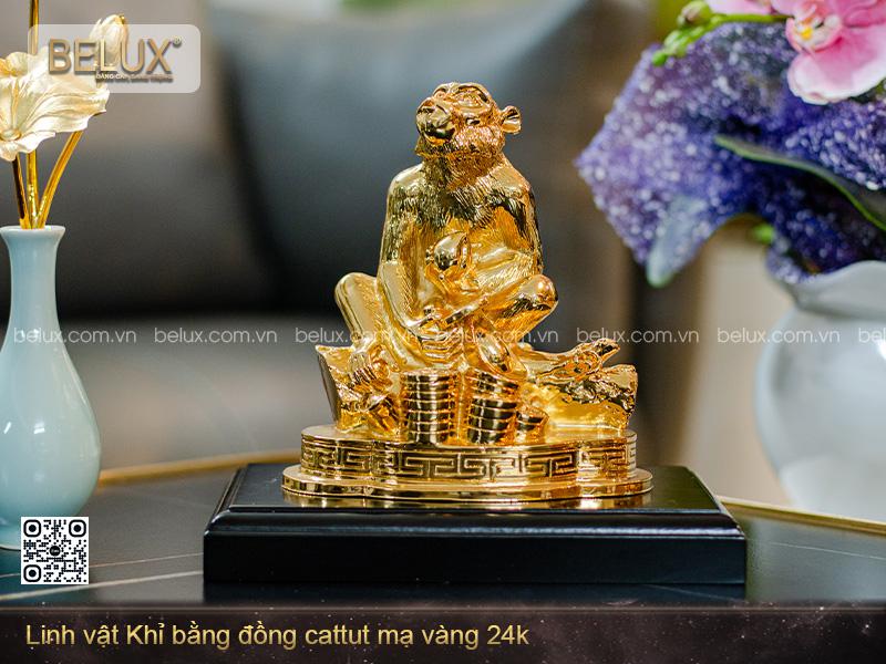 Tượng Linh Vật Khỉ Phong Thủy Mạ Vàng Cao 19cm