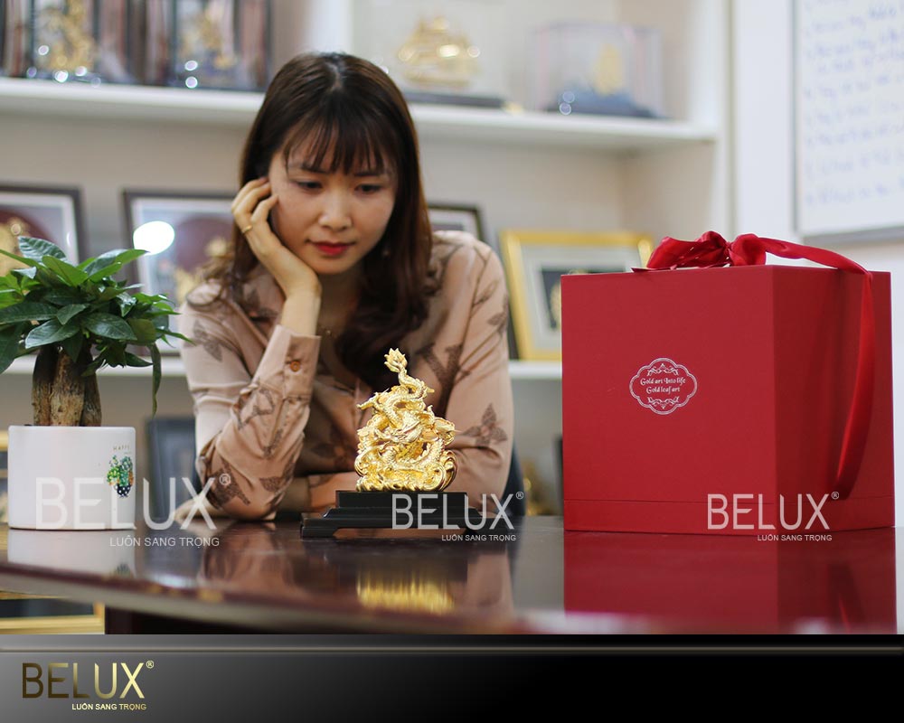 Tượng linh vật Rồng dát vàng 24k