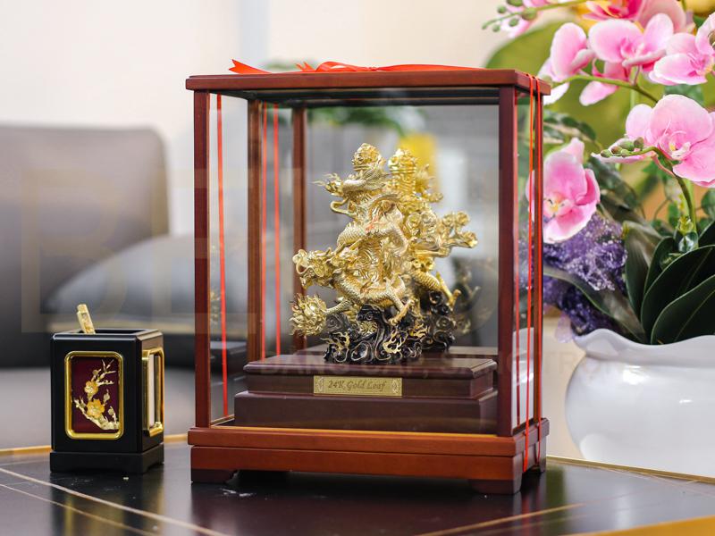 Tượng Rồng quấn cột dát vàng 24k