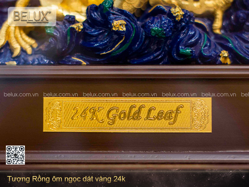 Tượng Rồng ôm ngọc dát vàng 24k