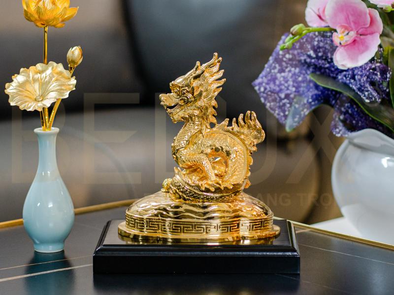 Tượng Rồng Mạ Vàng 24k Cao 21cm