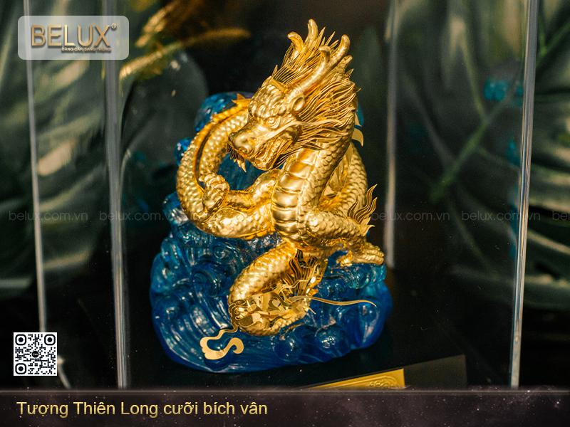 Tượng Thiên Long Cưỡi Bích Vân Dát Vàng 24k