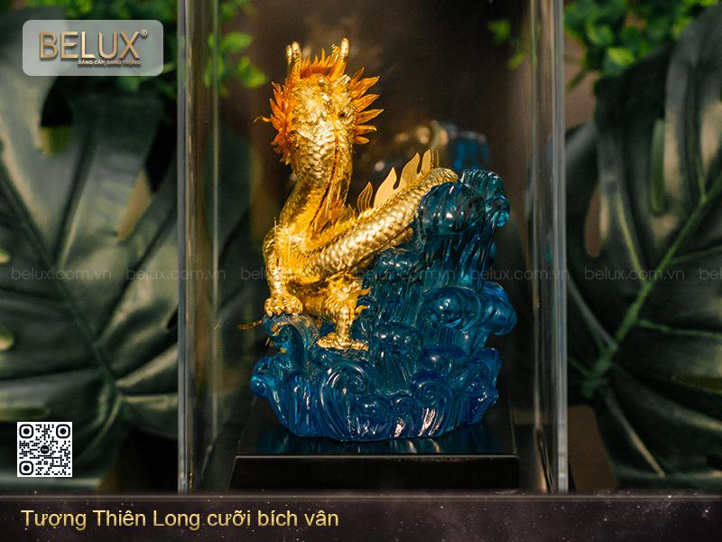 Tượng Thiên Long Cưỡi Bích Vân Dát Vàng 24k