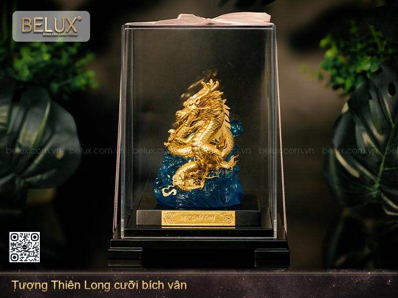 Tượng Thiên Long Cưỡi Bích Vân Dát Vàng 24k