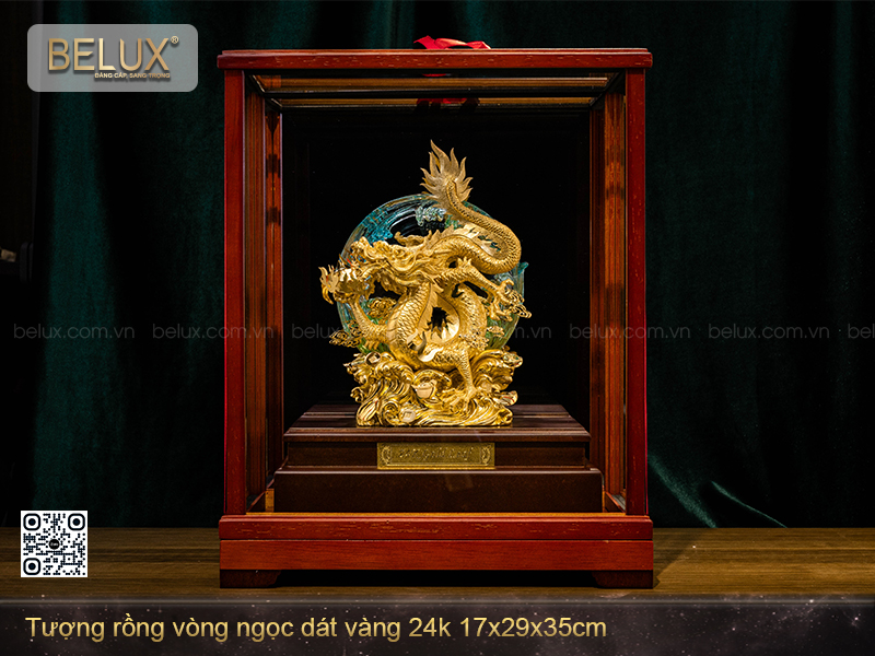 Tượng Rồng Vòng Ngọc Dát Vàng 24k