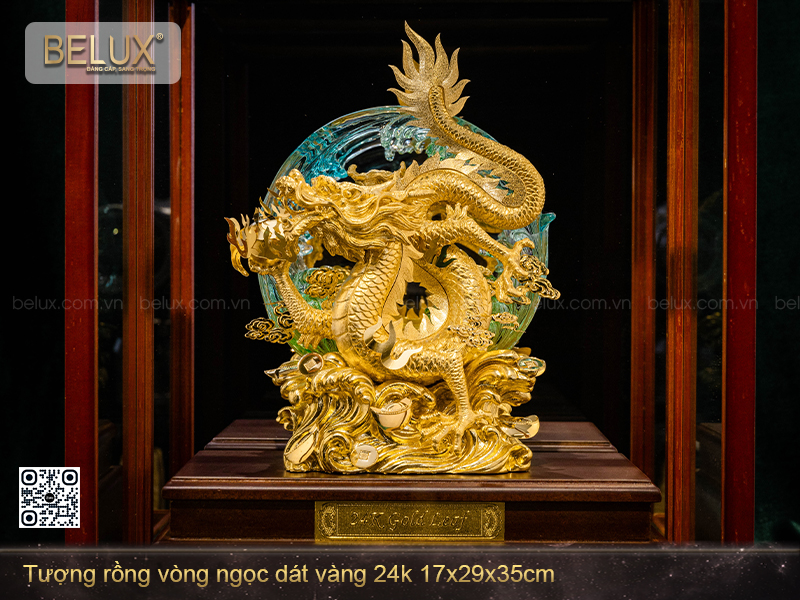 Tượng Rồng Vòng Ngọc Dát Vàng 24k