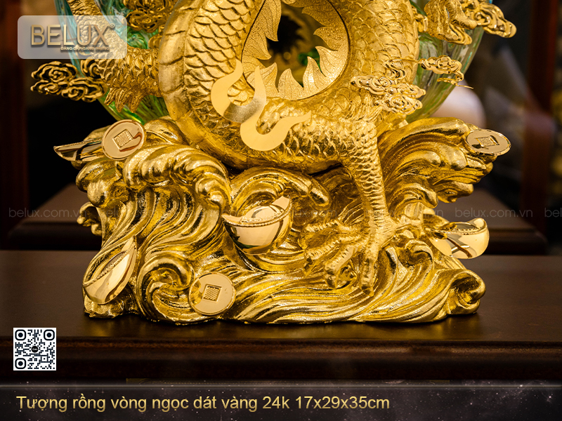 Tượng Rồng Vòng Ngọc Dát Vàng 24k