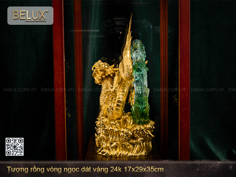 Tượng Rồng Vòng Ngọc Dát Vàng 24k