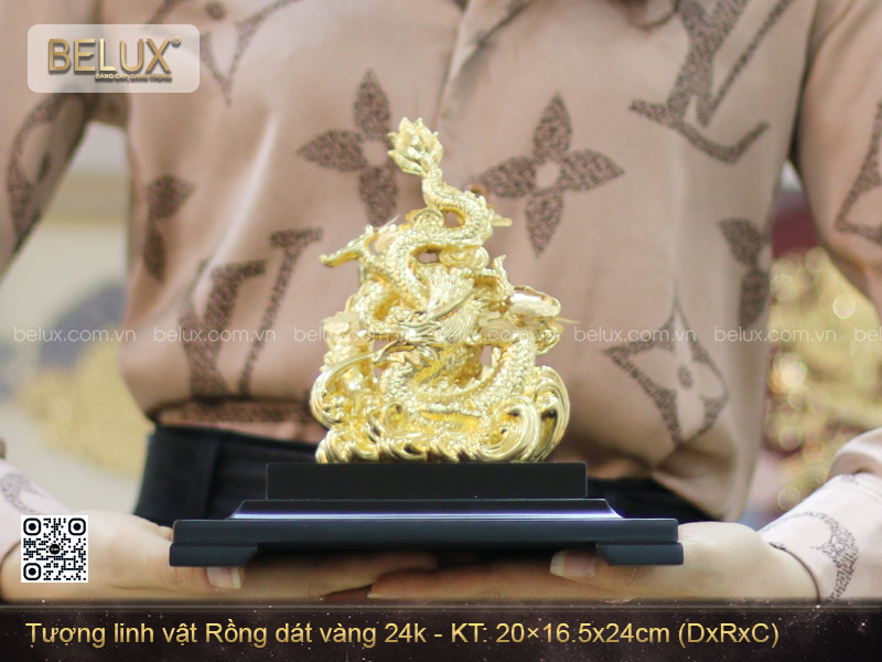 Tượng linh vật Rồng dát vàng 24k