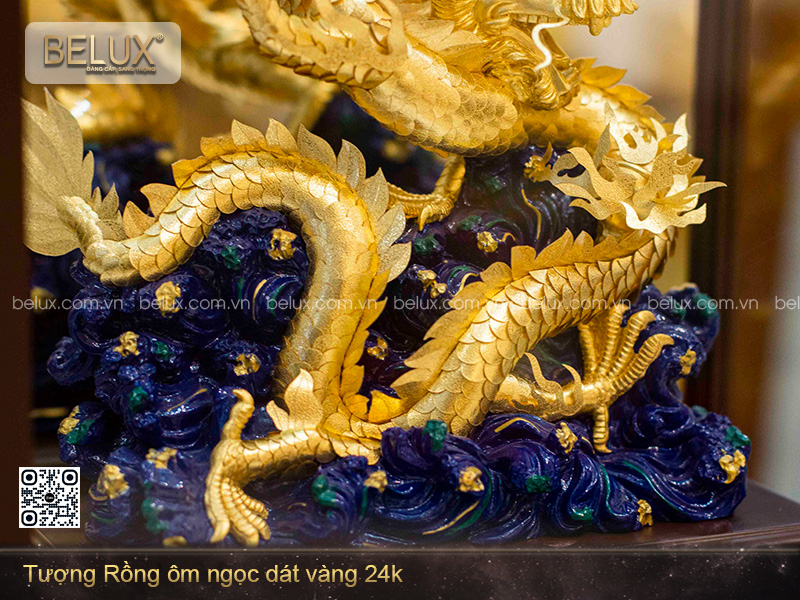 Tượng Rồng ôm ngọc dát vàng 24k