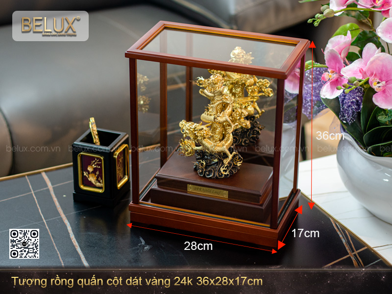 Tượng Rồng quấn cột dát vàng 24k