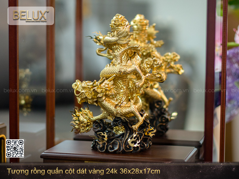 Tượng Rồng quấn cột dát vàng 24k