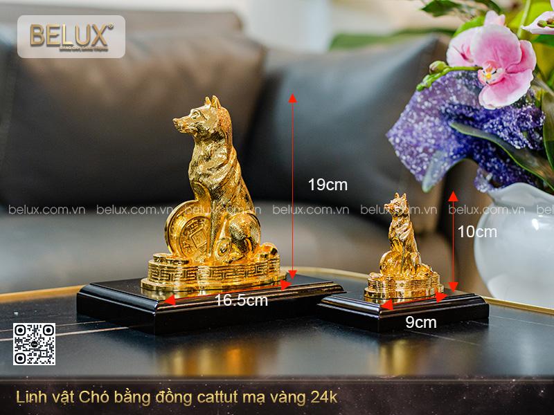 Tượng Chó Mạ Vàng 24k Cao 19cm