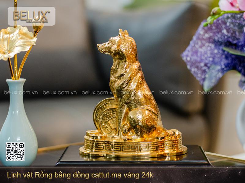 Tượng Chó Mạ Vàng 24k Cao 19cm